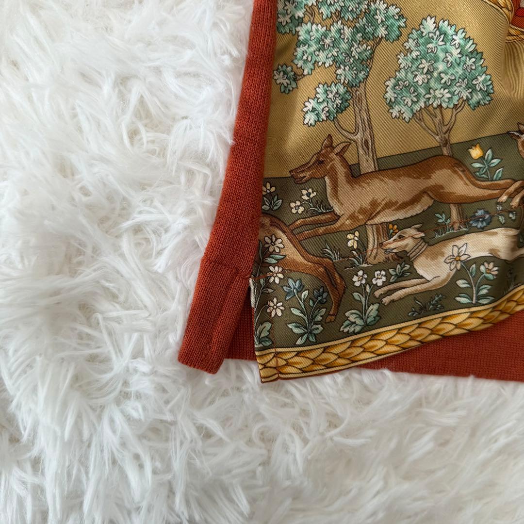 ETRO ミラノ　スカーフ柄　ウールトップス　シルク　長袖　重ね襟