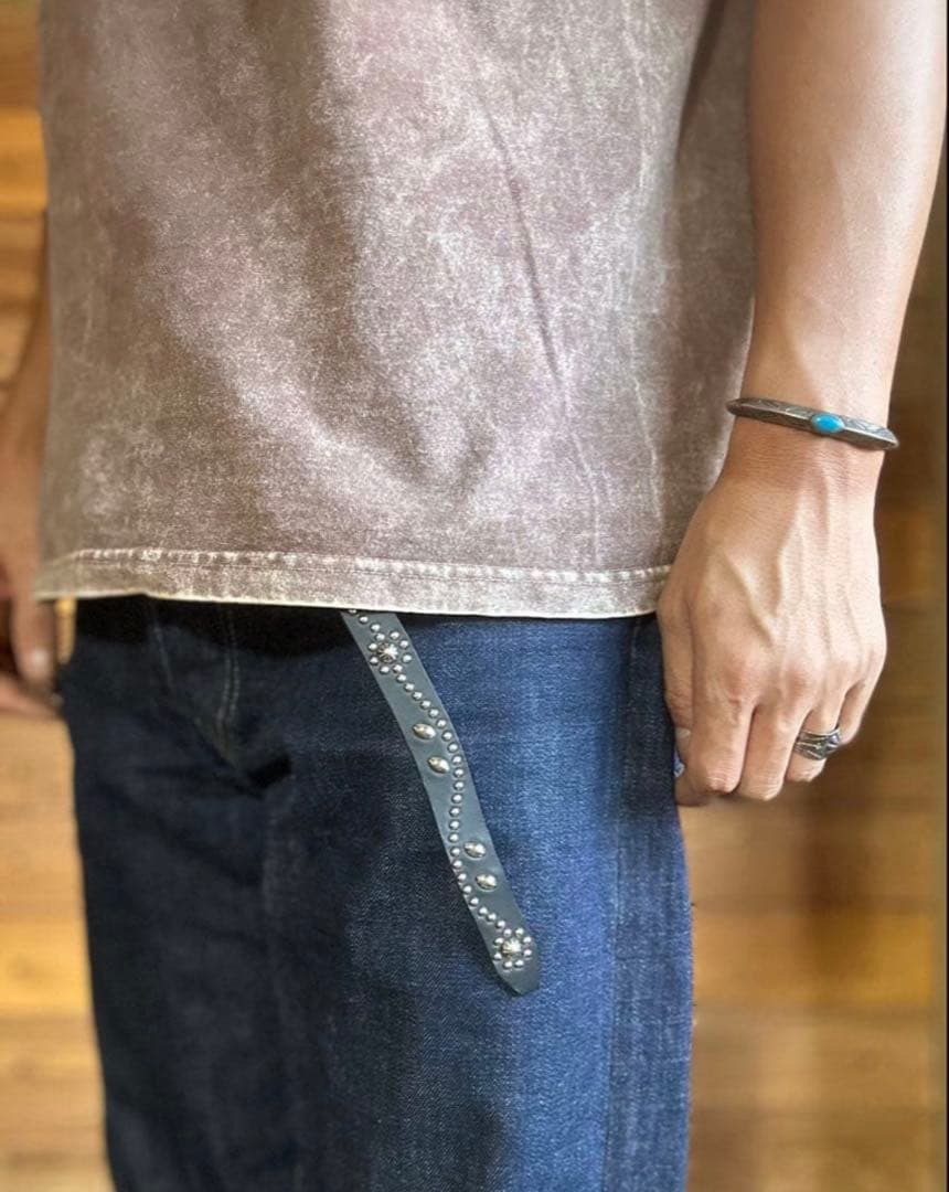 【新品未使用】スタッズナローベルト18mm幅 ダブルリーフhtcナロー好き