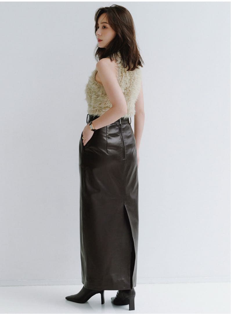 新品未使用 ファーライク ノースリーブニットトップス