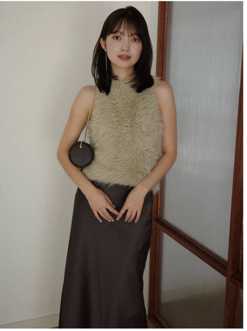 新品未使用 ファーライク ノースリーブニットトップス