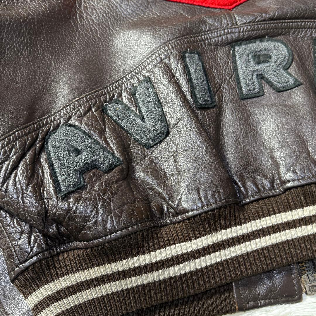 90s✨AVIREX アーチロゴ バーシティ オールレザージャケット M 短丈