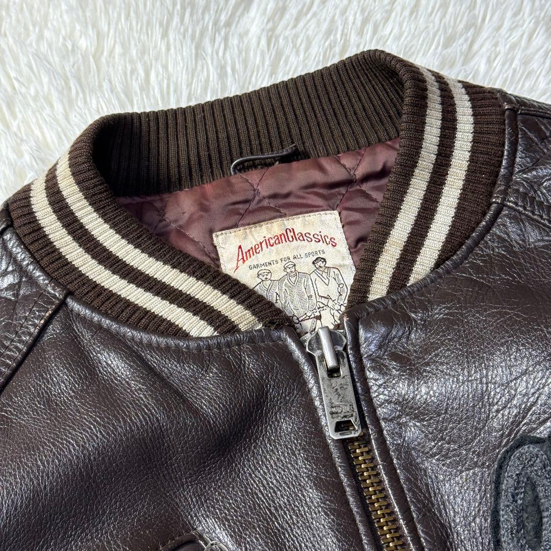 90s✨AVIREX アーチロゴ バーシティ オールレザージャケット M 短丈