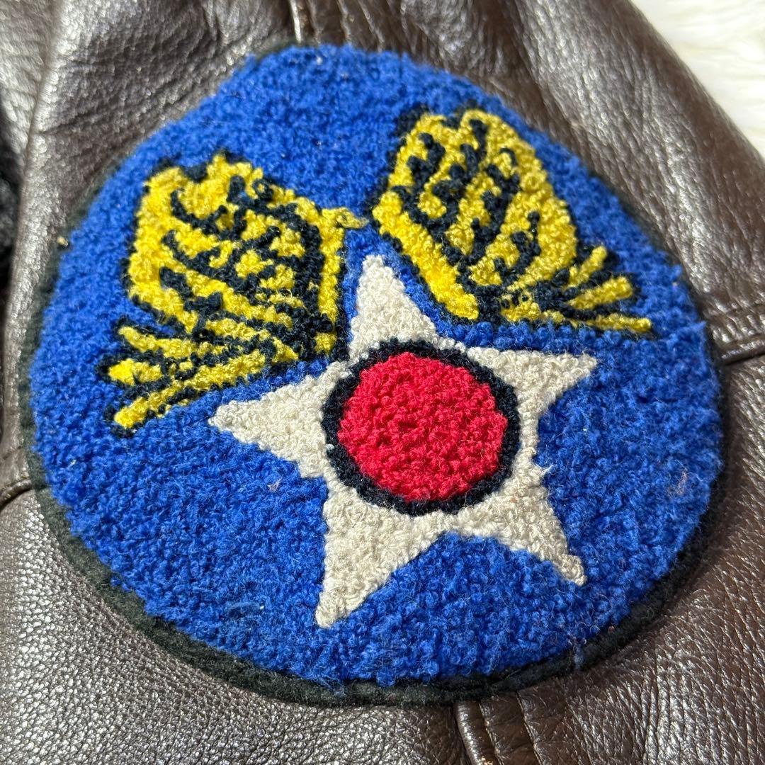 90s✨AVIREX アーチロゴ バーシティ オールレザージャケット M 短丈