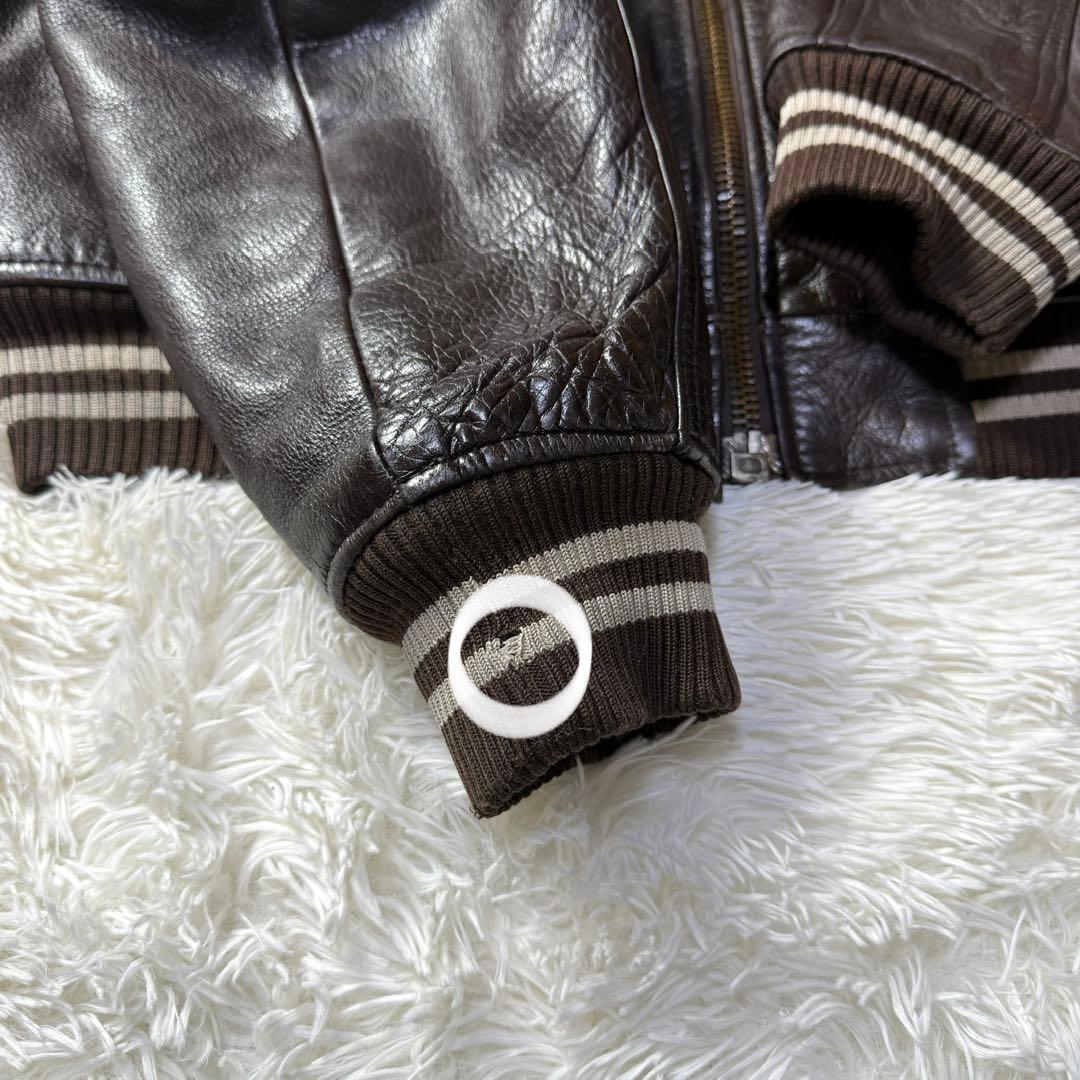 90s✨AVIREX アーチロゴ バーシティ オールレザージャケット M 短丈