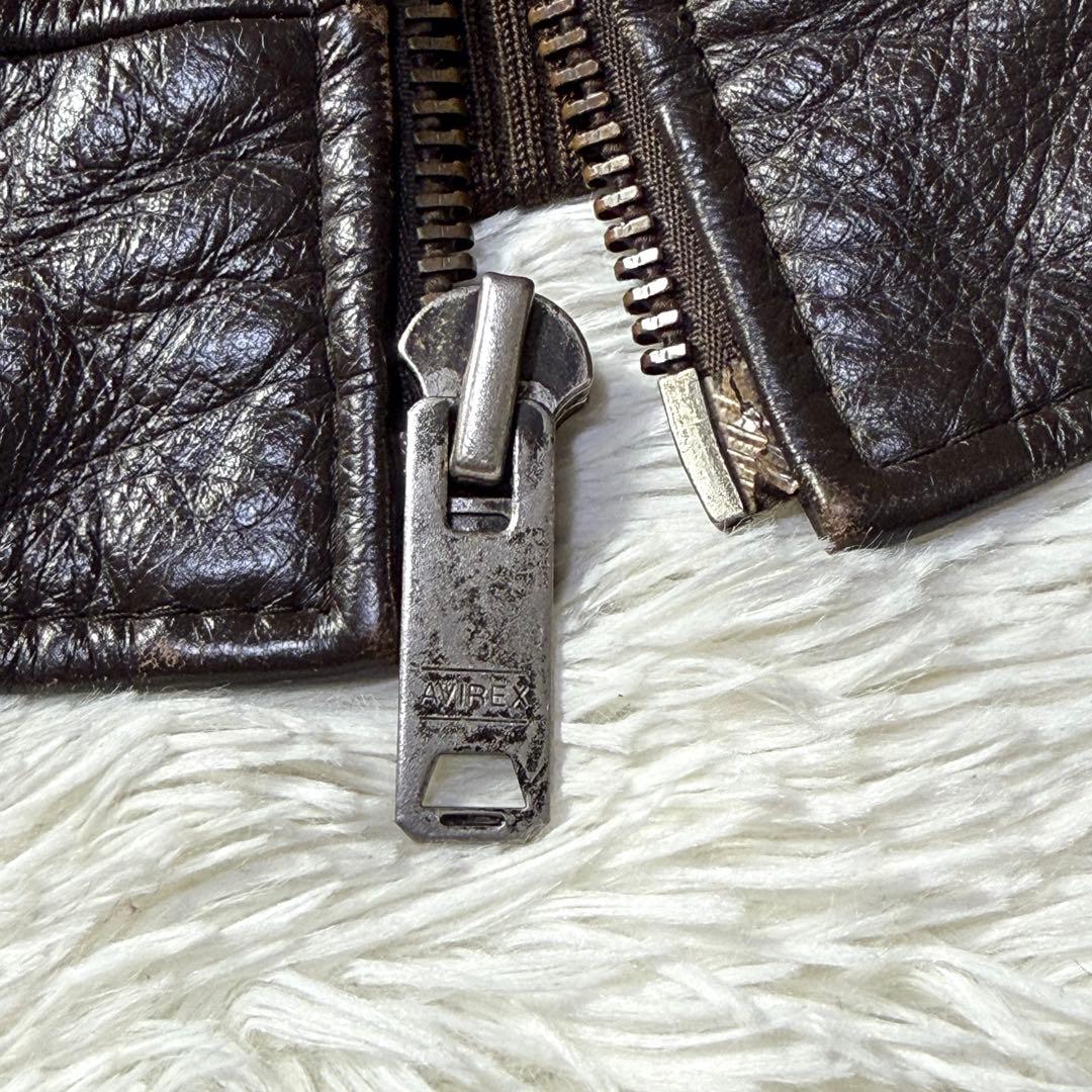 90s✨AVIREX アーチロゴ バーシティ オールレザージャケット M 短丈