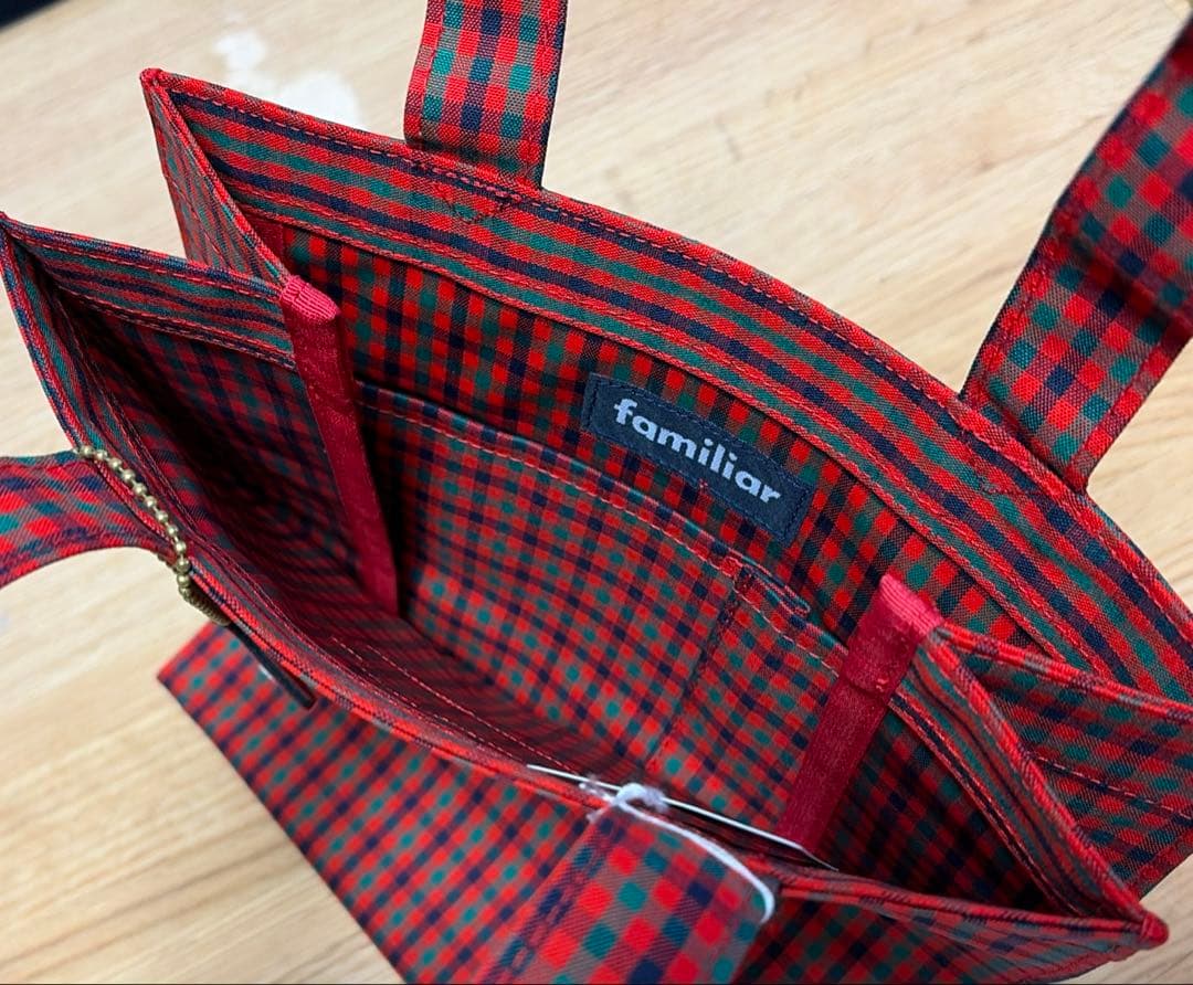 新品♡familiar ファミリアチェックトートバック