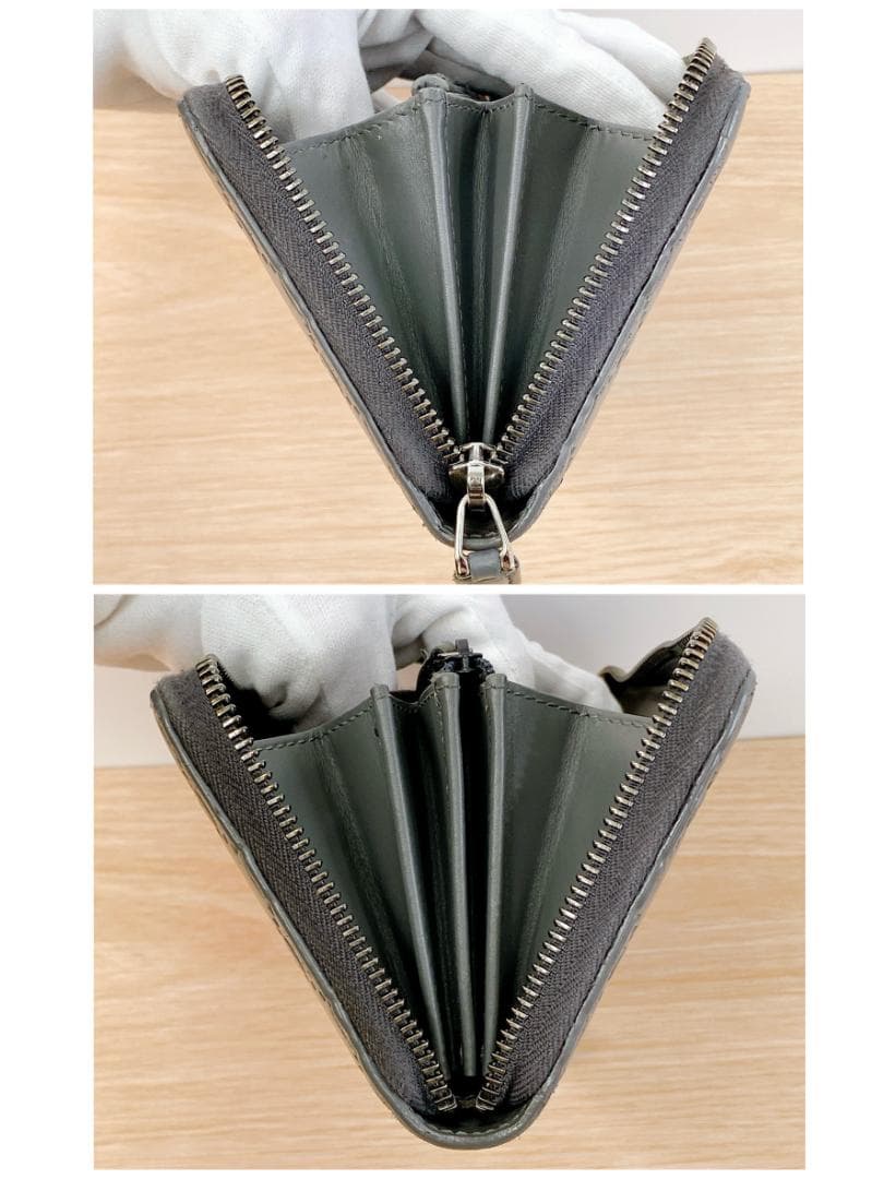 グッチ 長財布 ラウンドジップ インターロッキング GG柄 グレー レザー