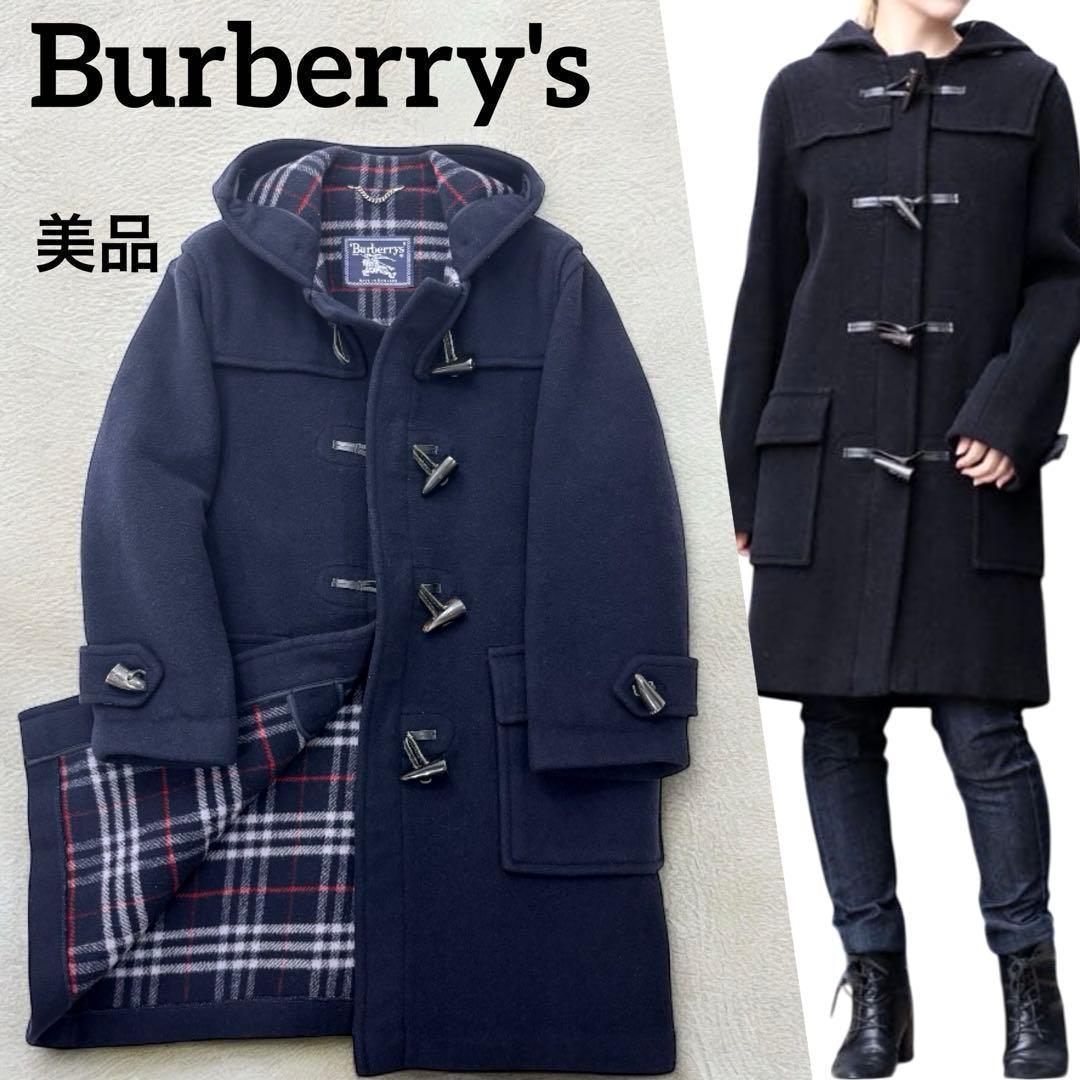 美品　バーバリーズ　ダッフルコート　ウール　ネイビー　ノバチェック　L〜XL相当