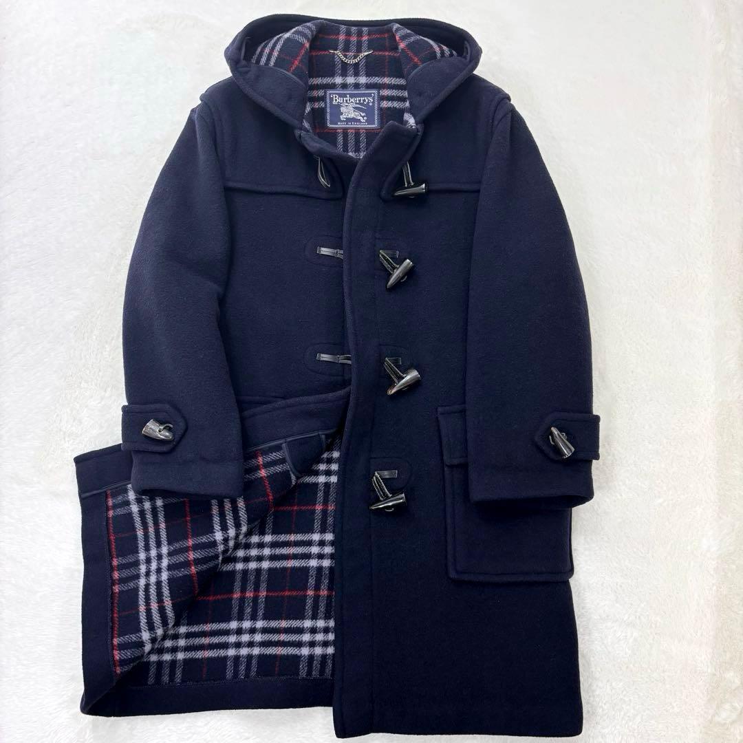 美品　バーバリーズ　ダッフルコート　ウール　ネイビー　ノバチェック　L〜XL相当