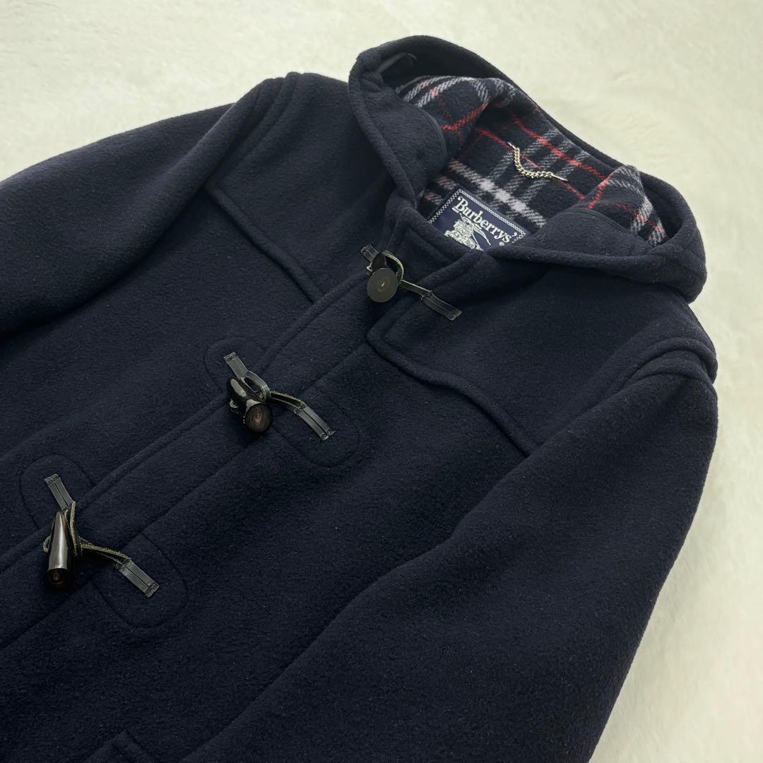 美品　バーバリーズ　ダッフルコート　ウール　ネイビー　ノバチェック　L〜XL相当