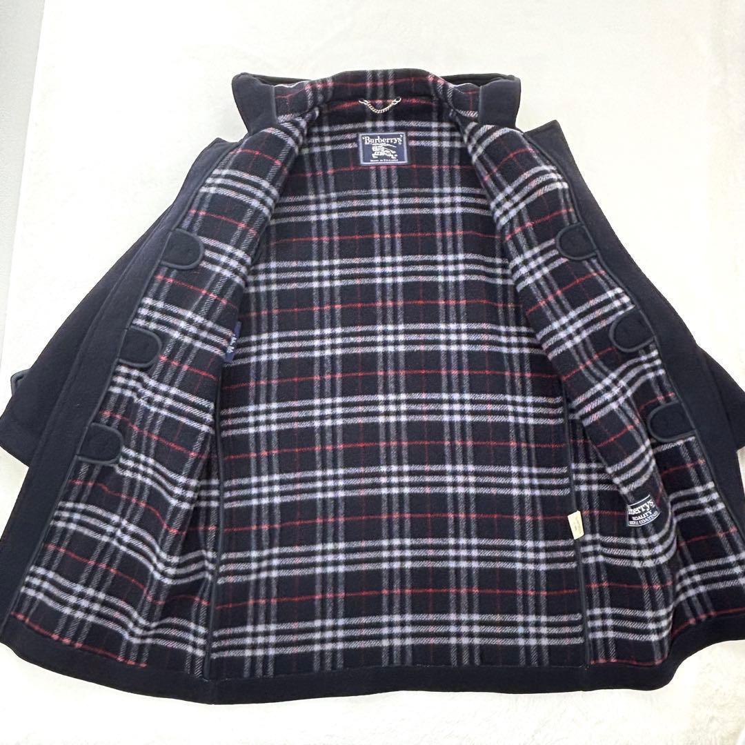 美品　バーバリーズ　ダッフルコート　ウール　ネイビー　ノバチェック　L〜XL相当