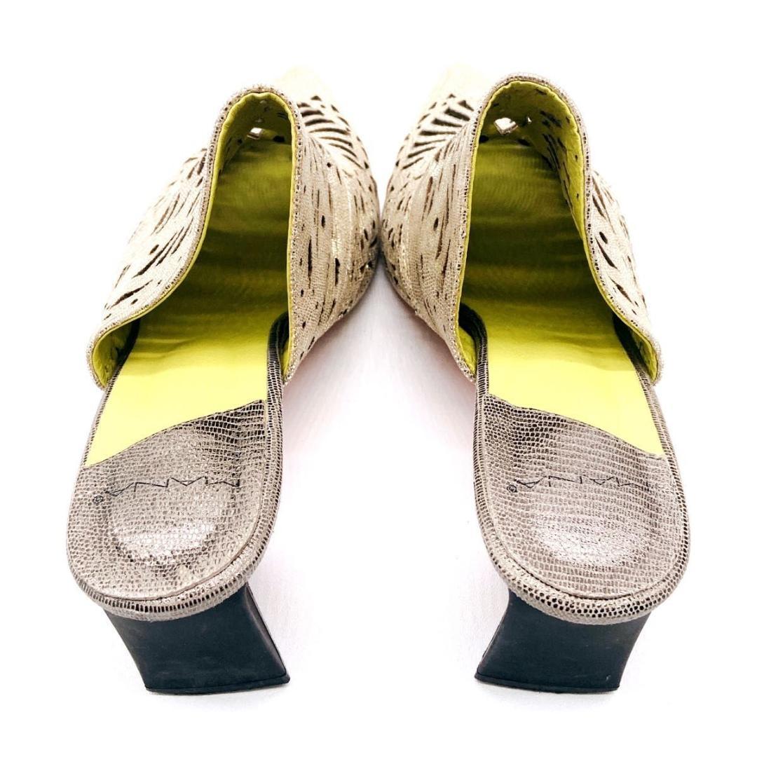 レア✨️MANA　やぎ革　ミュール　サンダル　ゴールド　チャンキーヒール　40