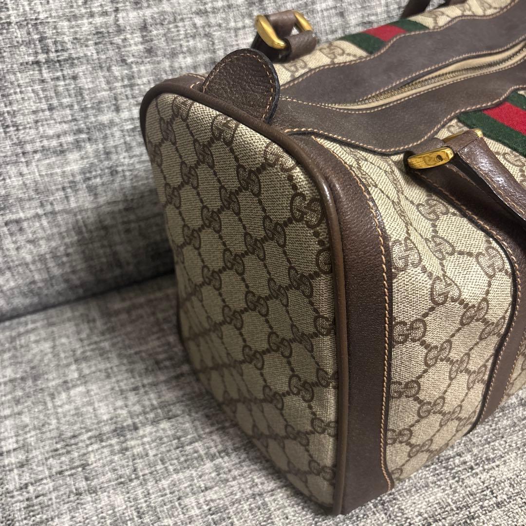 GUCCI オールドグッチ GG柄シェリーライン ミニボストンバッグ ブラウン