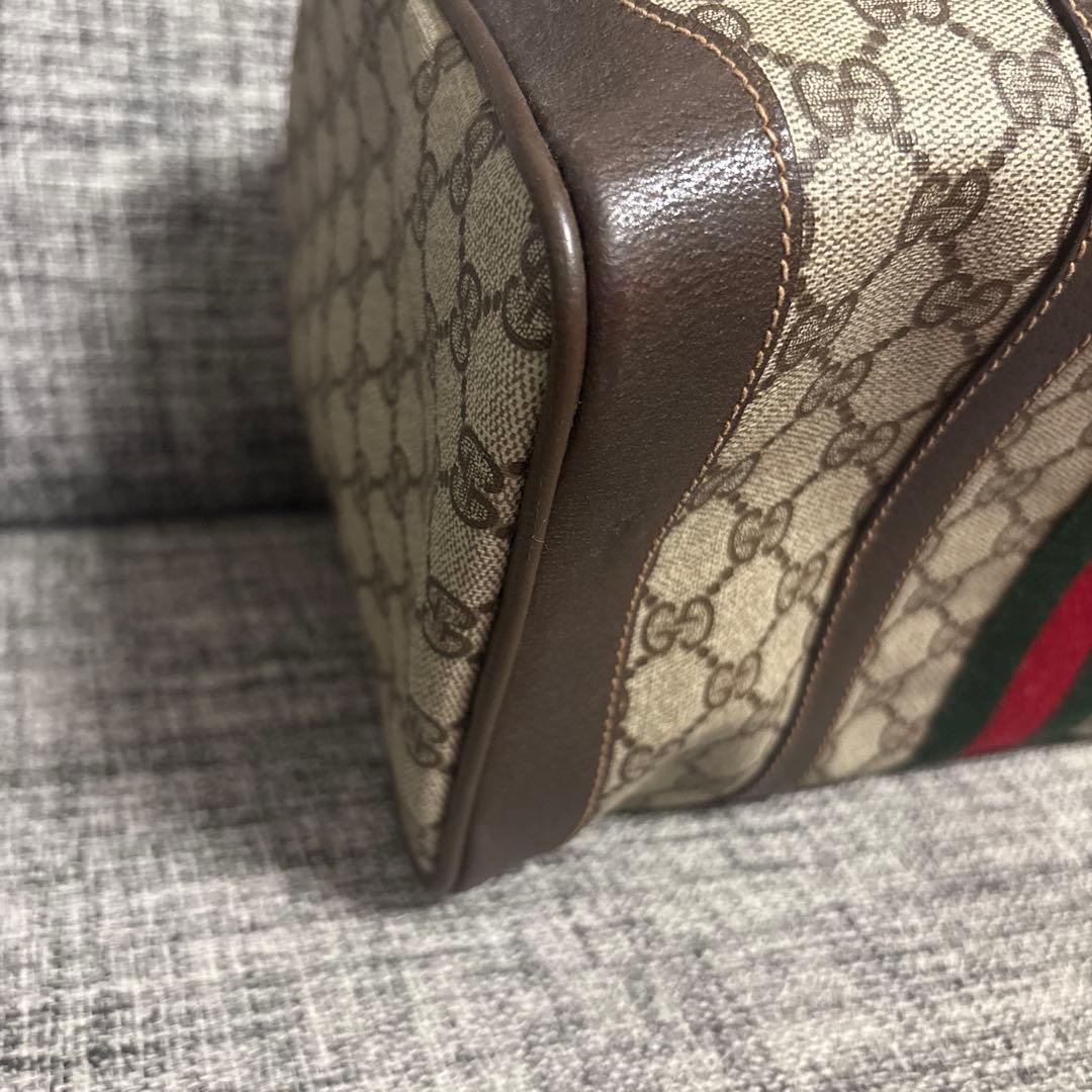 GUCCI オールドグッチ GG柄シェリーライン ミニボストンバッグ ブラウン