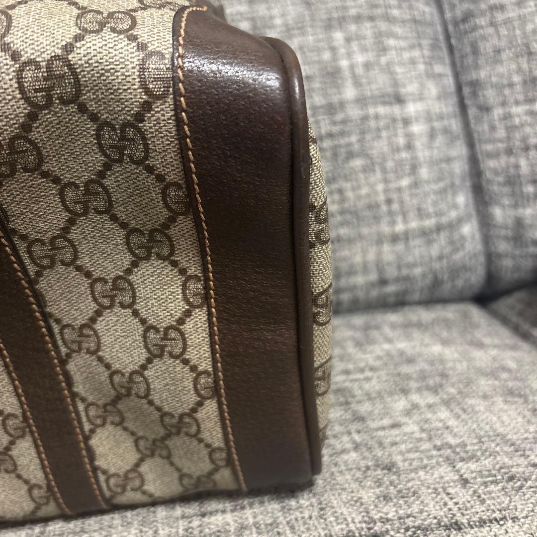 GUCCI オールドグッチ GG柄シェリーライン ミニボストンバッグ ブラウン