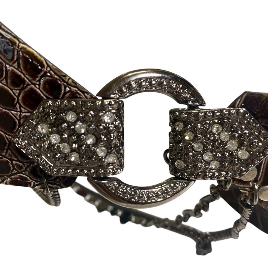 d.i.a. ダークブラウン クロコ型押しレザー ベルト　Y2K