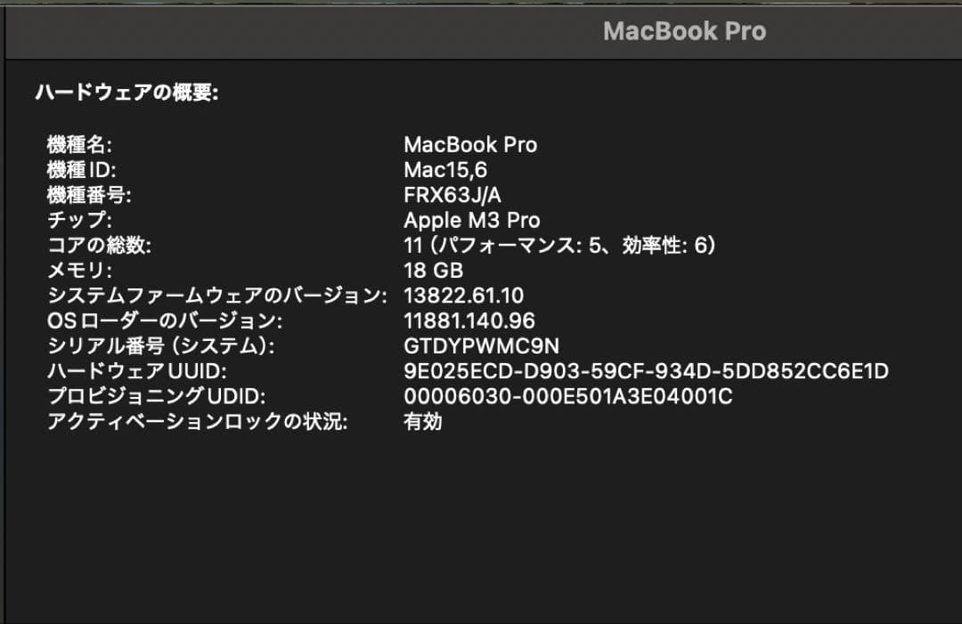 【超美品】14インチ MacBookProM3Proシルバー18GB 512GB