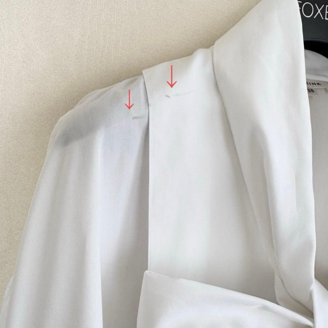 BLAMINKボウタイリボン コットンブラウス 白 ブラミンク クリーニング済