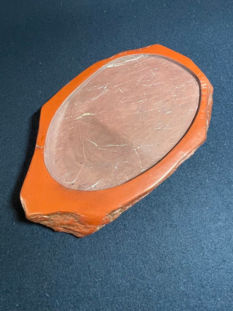 【墨研】紫雲名石硯◆佐藤鉄三郎作「自然石硯」◆使用品◆書道具 文房四宝 和硯