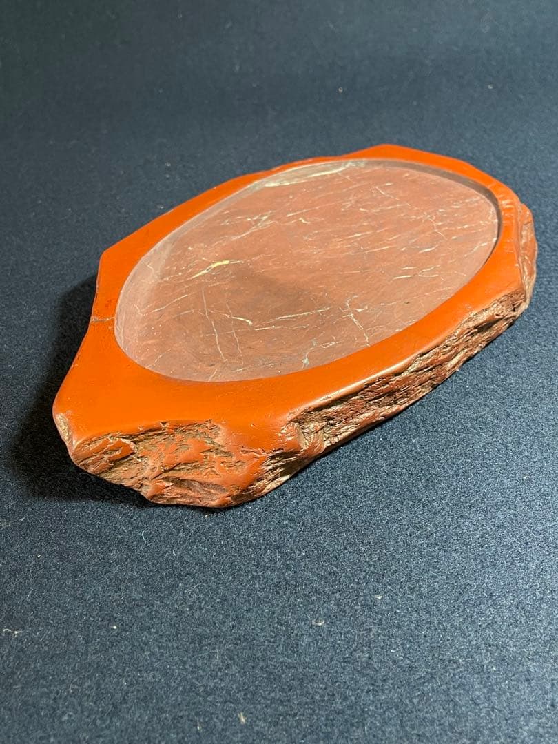 【墨研】紫雲名石硯◆佐藤鉄三郎作「自然石硯」◆使用品◆書道具 文房四宝 和硯