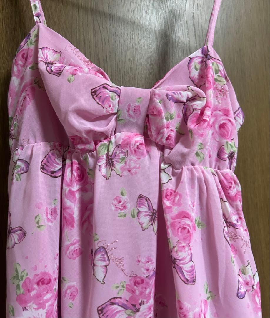 MA＊RS 薔薇蝶柄サテンワンピース Y2Kファッション 平成ギャル