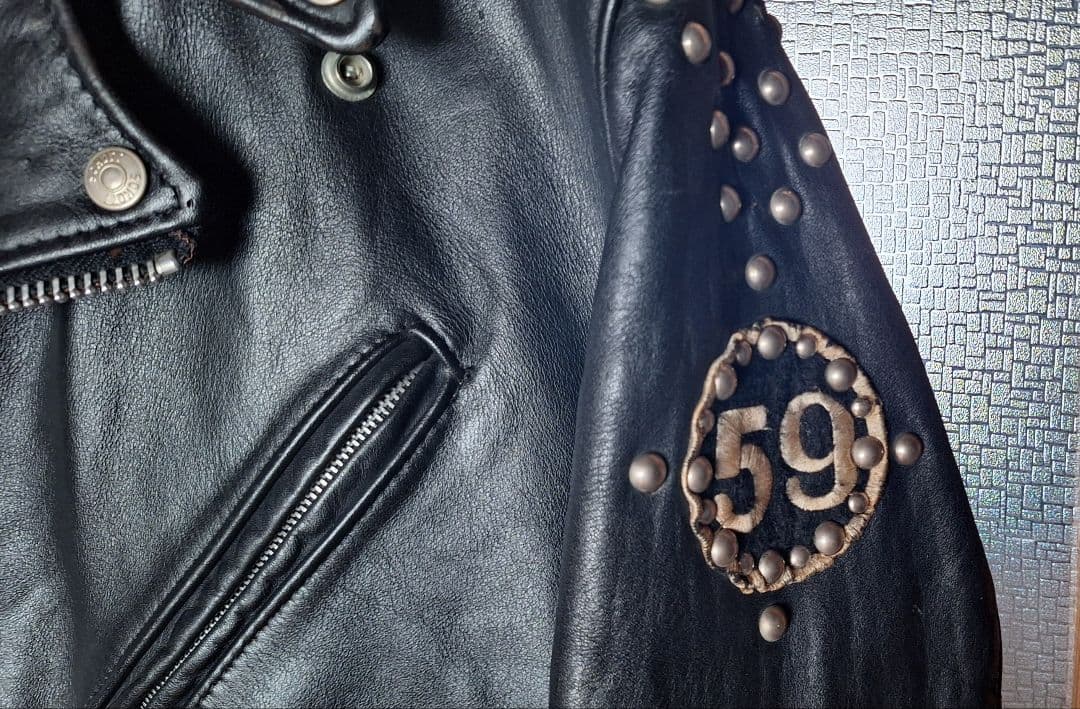 schott　本革ダブルライダース　スタッズ・ワッペン　稀少38サイズ