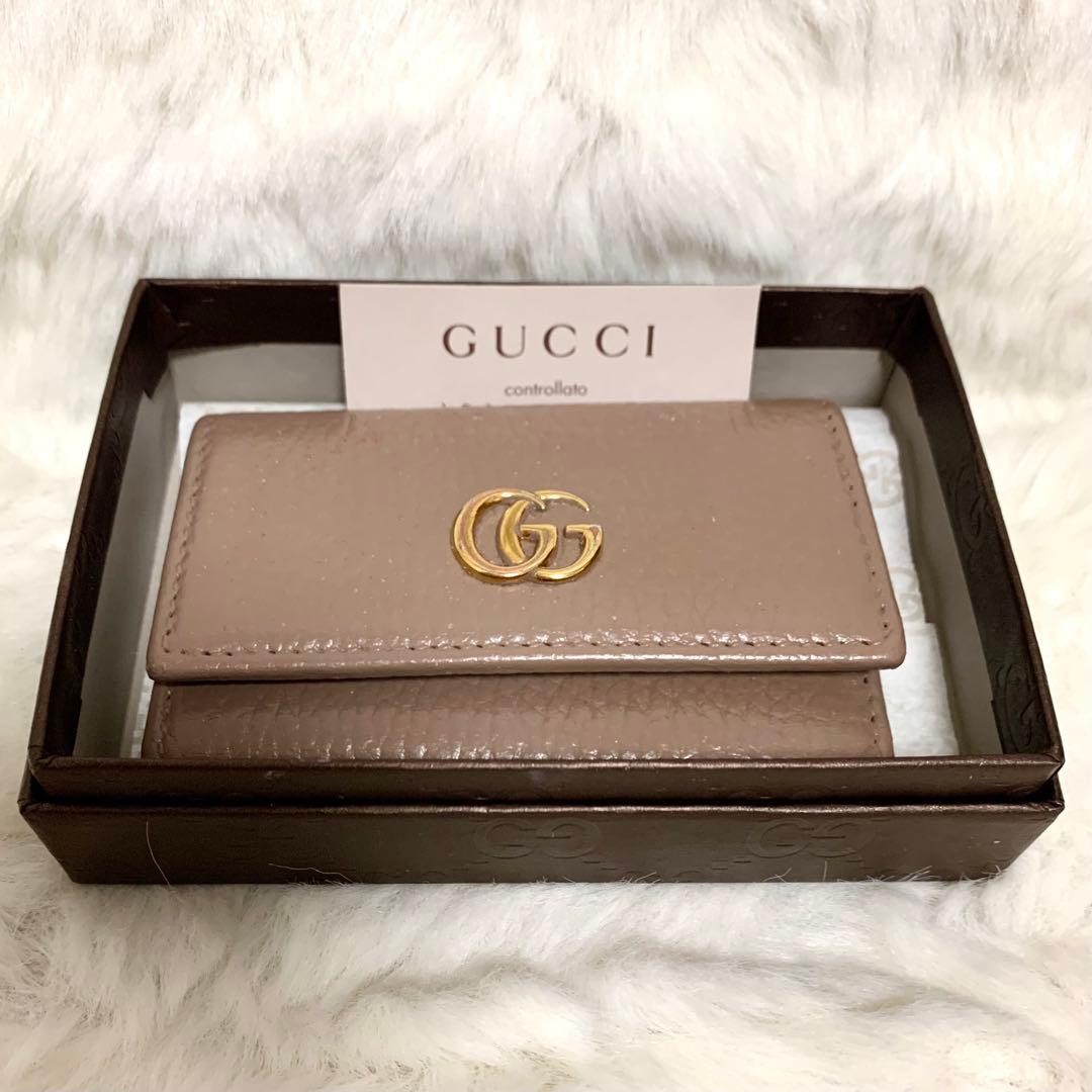 【美品】GUCCI グッチ　キーケース　6連　マーモント　GG ブラウン　箱付き