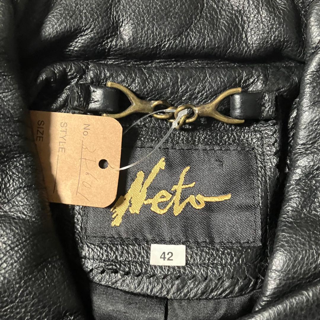 90sKETAカナダ製本革レザージャケットフライト短丈黒型押しロゴブラック