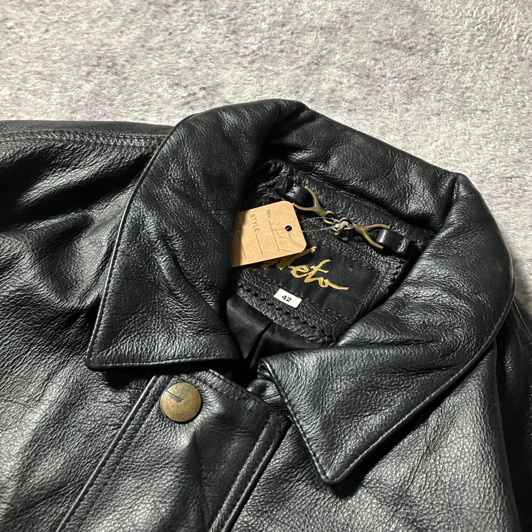 90sKETAカナダ製本革レザージャケットフライト短丈黒型押しロゴブラック