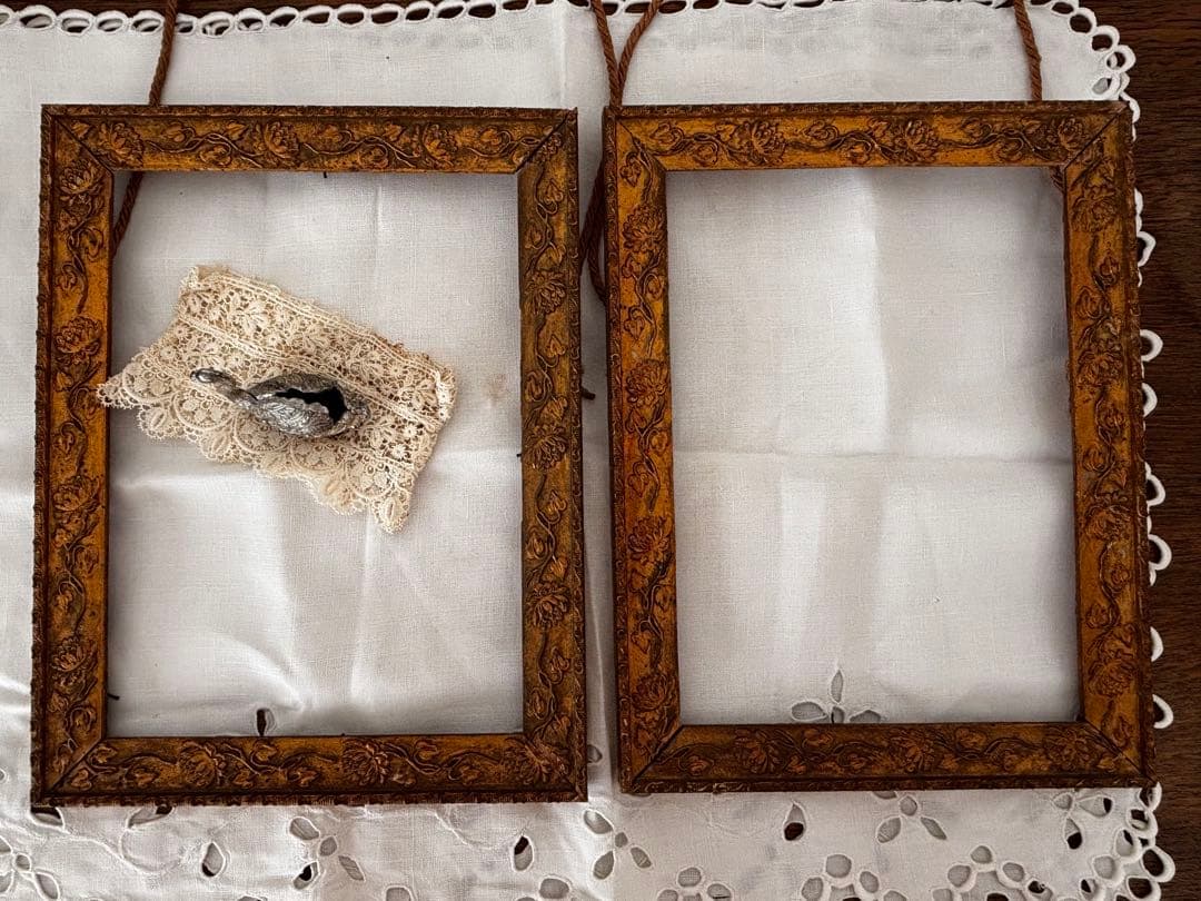 フランスアンティーク　フレーム　枠のみ　2個セット　木製　ブロカント