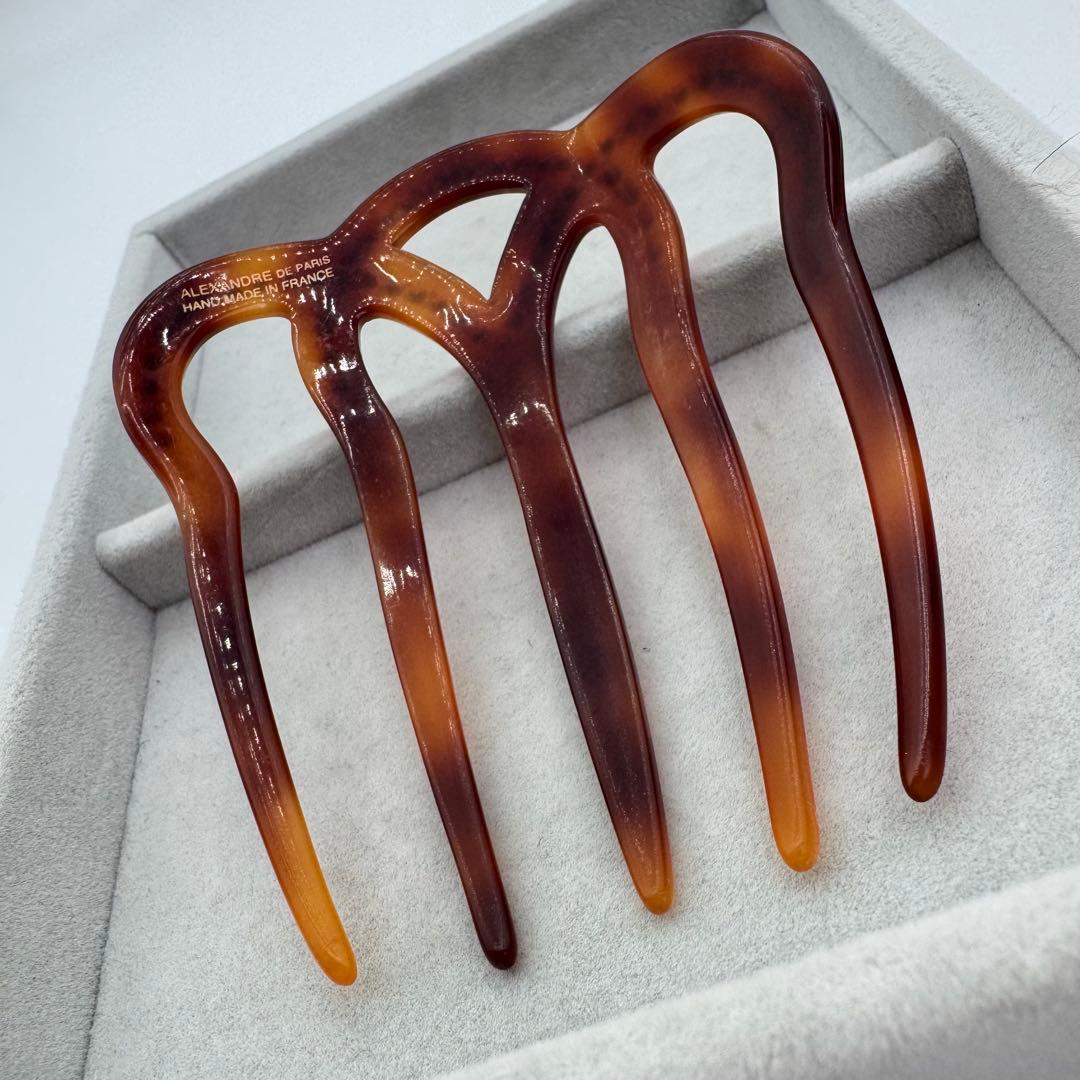 【人気】Alexandre de Paris ヘアコーム　ストーン　ブラウン