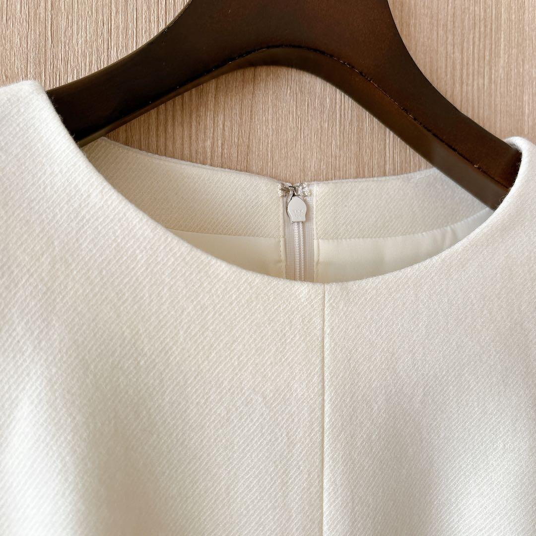 【969】アナイ　ウールツイルジャージフレアワンピース　アイボリー　38