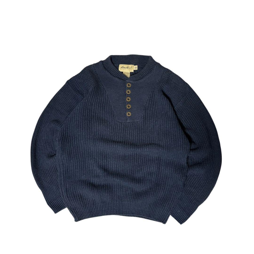 90s Eddie Bauer ヘンリーネック　コットンニット
