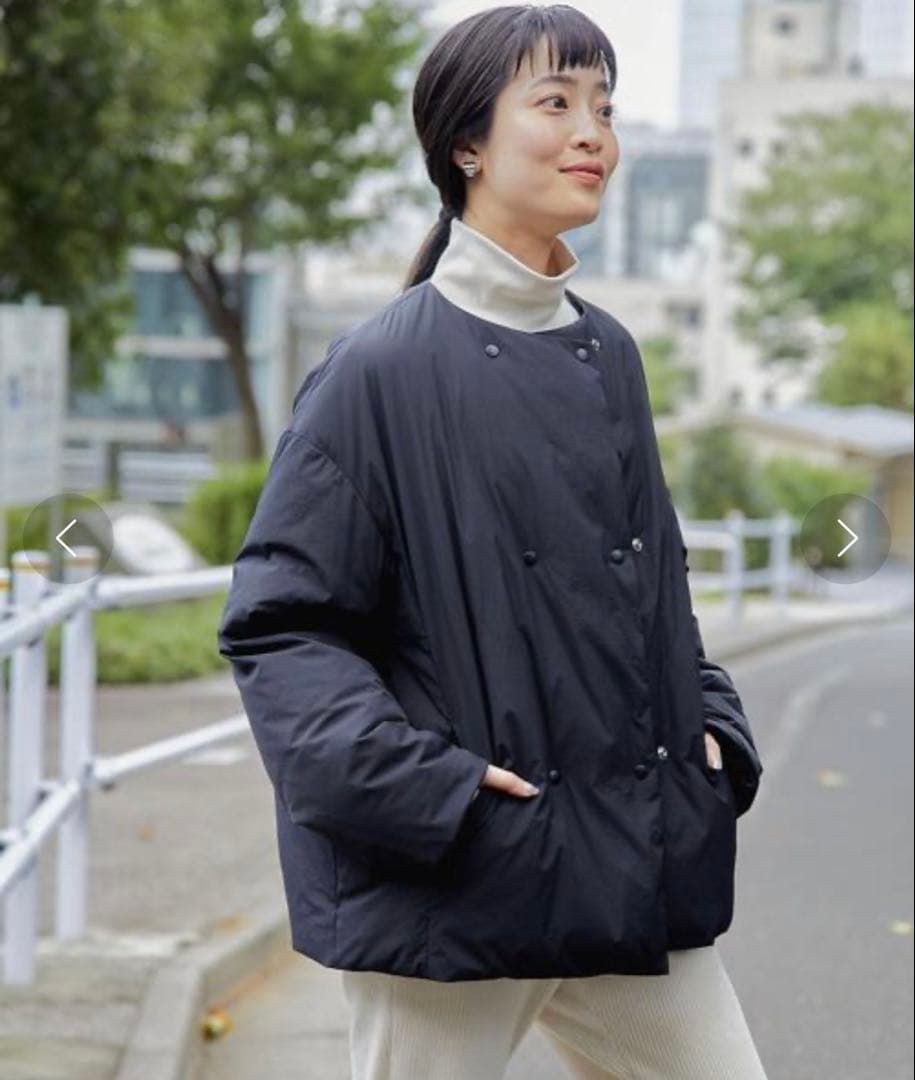ステッチレス ノーカラー ダウンコート -撥水-