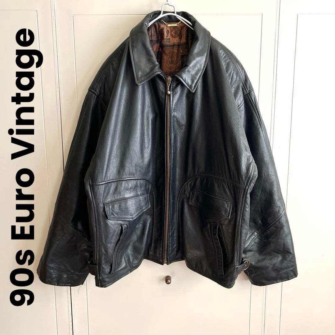 おっとこどっこさー様 90s Euro Vintage ビッグ レザージャケット