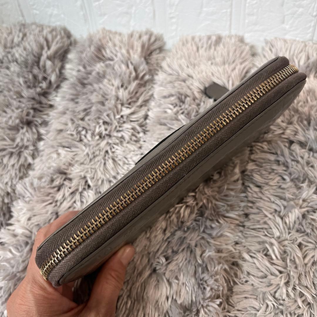 GUCCI マイクロシマ　ラウンドファスナー　グレー　長財布　メンズ　レディース