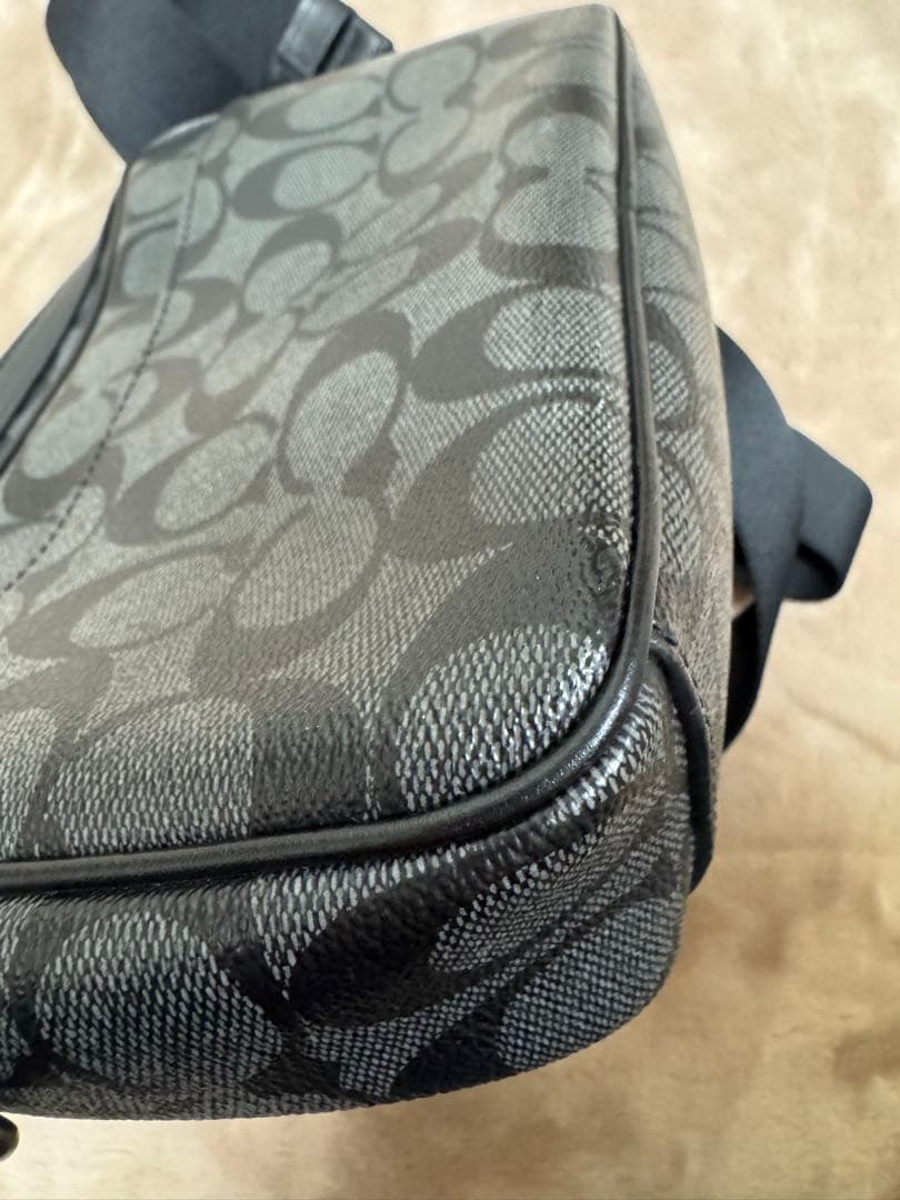 COACH レザー ショルダーバッグ　 グブラック/グレー