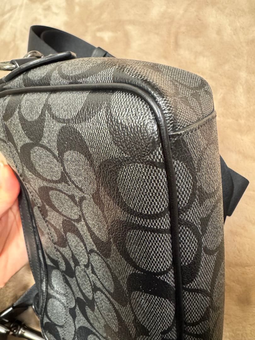 COACH レザー ショルダーバッグ　 グブラック/グレー