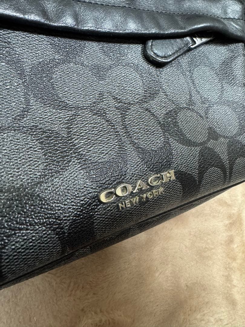 COACH レザー ショルダーバッグ　 グブラック/グレー
