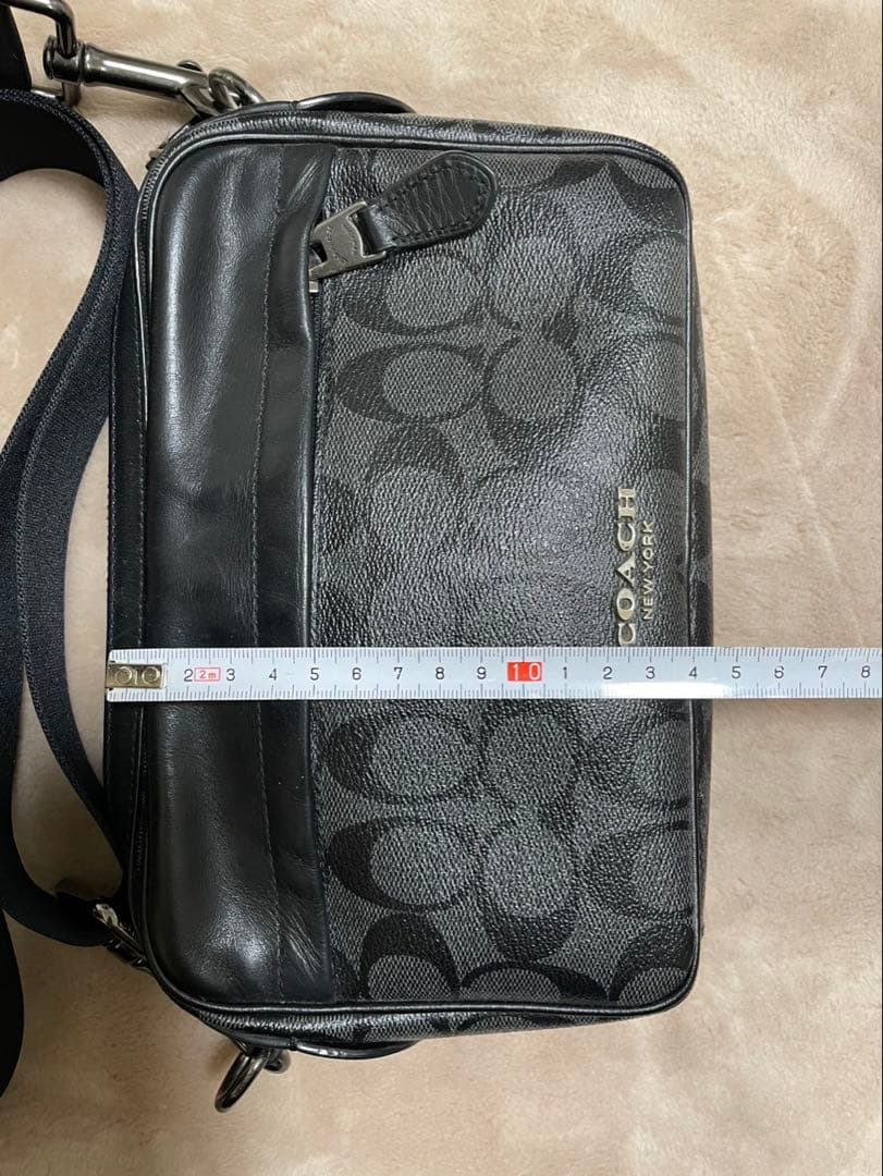 COACH レザー ショルダーバッグ　 グブラック/グレー