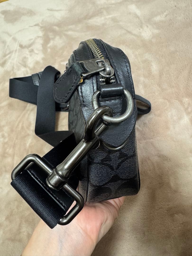 COACH レザー ショルダーバッグ　 グブラック/グレー