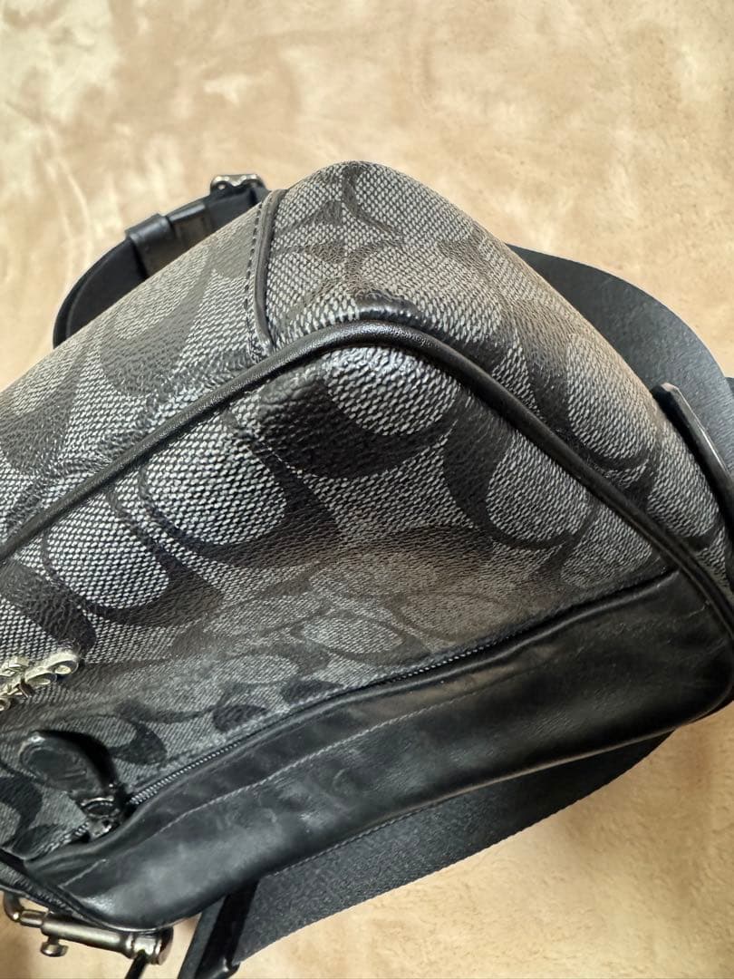 COACH レザー ショルダーバッグ　 グブラック/グレー