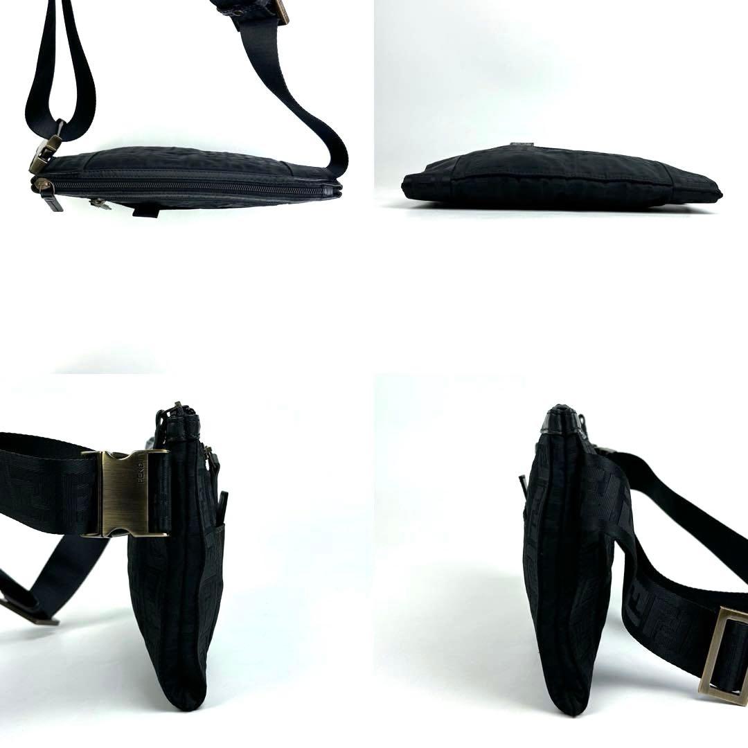 専用■フェンディ ズッカ柄 ボディバッグ FF キャンバス レザー ブラック