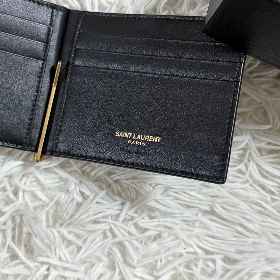 ⭐️新品未使用⭐️　サンローラン　YSL　カサンドラロゴ　クロコ型押　マネークリップ