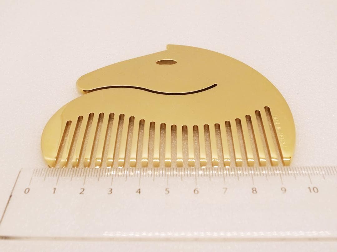 美品　HERMES　エルメス　シュバル　ホース　コーム　馬　くし　櫛　ゴールド