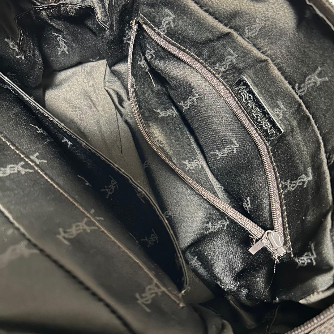 YSL イヴサンローラン ロゴ総柄 ハンドバッグ ブラウン系