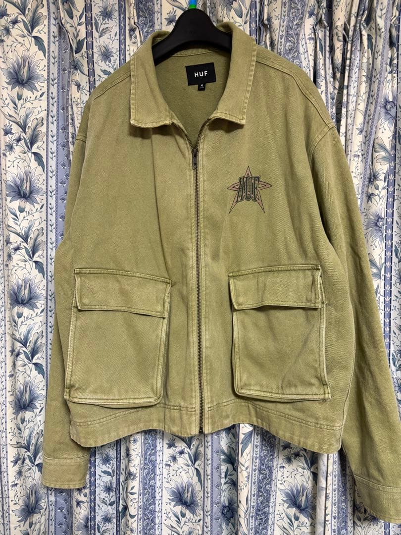 HUF グリーン　ジップアップジャケット