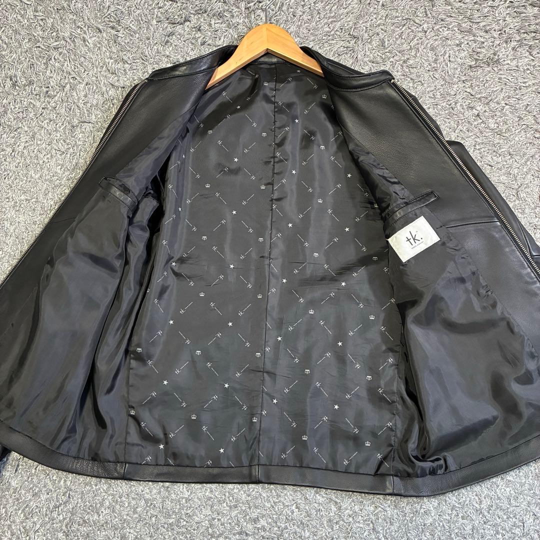 【美品】タケオキクチ シングルライダースジャケット ラムレザー ブラック L