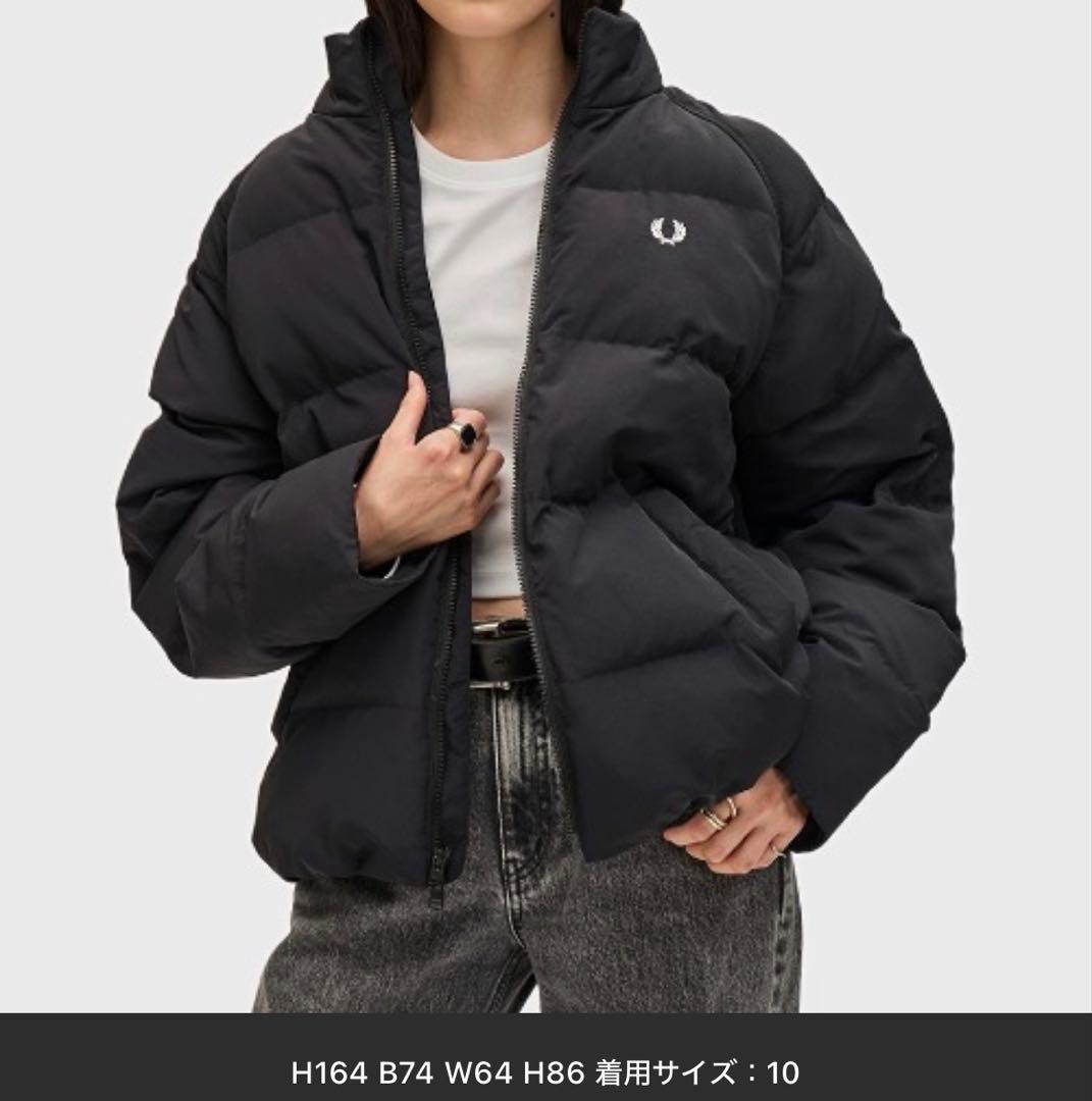 FRED PERRY ラグランスリーブ中綿ジャケット(ブラック