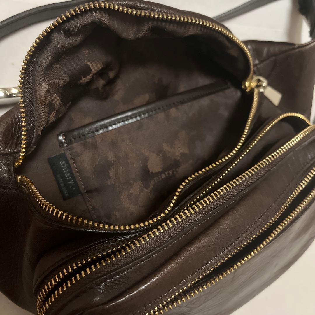 極美品 aniary レザーバッグ ウエストバッグ ショルダー ボディバッグ